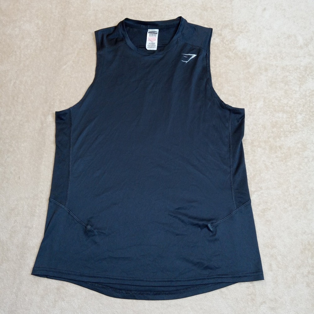 GymShark Men's Sleeveless Tank Top Small Black Workout - Picture 2 of 7